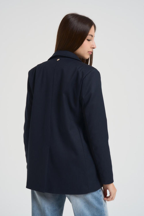 Blazer donna gessato blu - 2