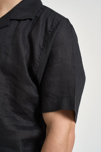 Camicia uomo in lino nera - 5