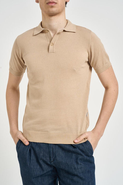 Polo uomo in maglia beige