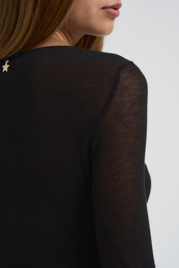 Maglia donna semitrasparente nera - 5