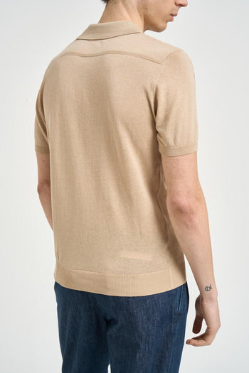 Polo uomo in maglia beige - 4