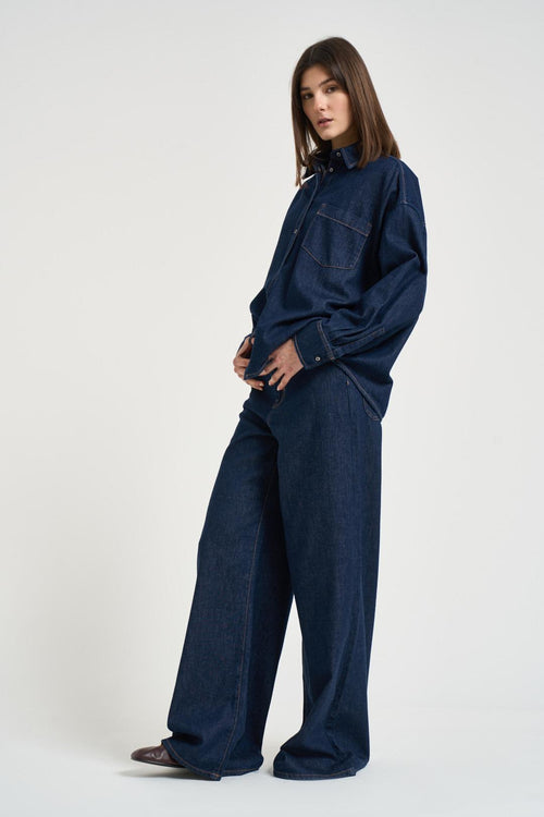 Camicia donna in denim scuro