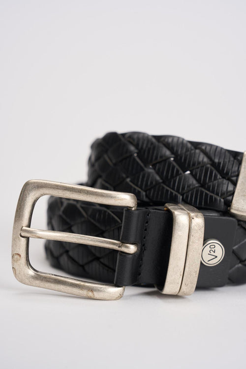 Cintura uomo in pelle intrecciata nera - 2