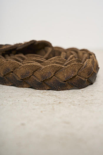 Cintura con motivo a treccia in pelle e suede - 4