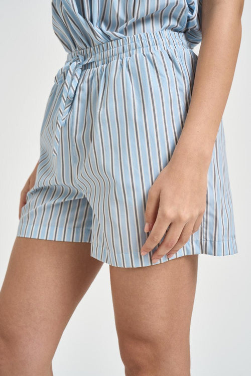 Shorts donna a righe celeste - 2