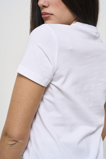 White crew neck women's t-shirt with rhinestones - 5