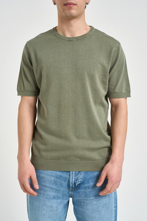 T-shirt uomo in maglia verde - 1
