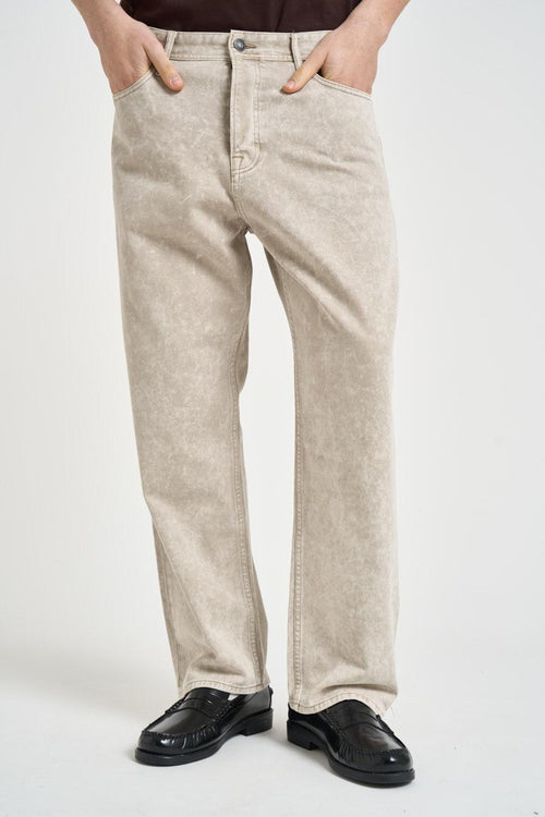 Jeans donna wide leg in denim burro