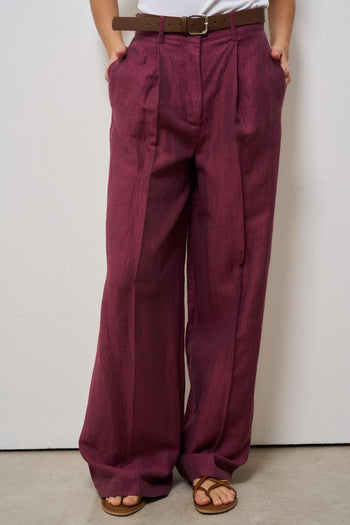 Pantalone donna a palazzo bordeaux - 5