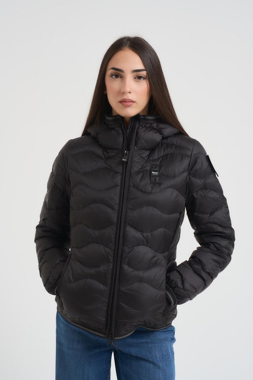Piumino ad onde orizzontali donna nero - 1