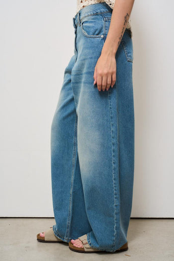 Jeans donna a palazzo in denim medio - 3