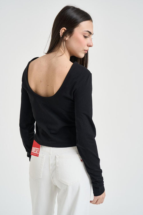 T-shirt donna girocollo nera - 2