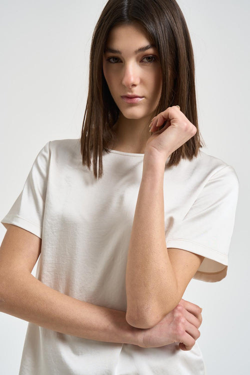 T-shirt donna satinata bianca - 2