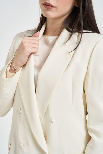 Giacca donna doppiopetto panna - 3