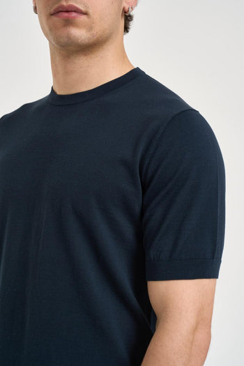 T-shirt uomo in maglia blu notte - 3
