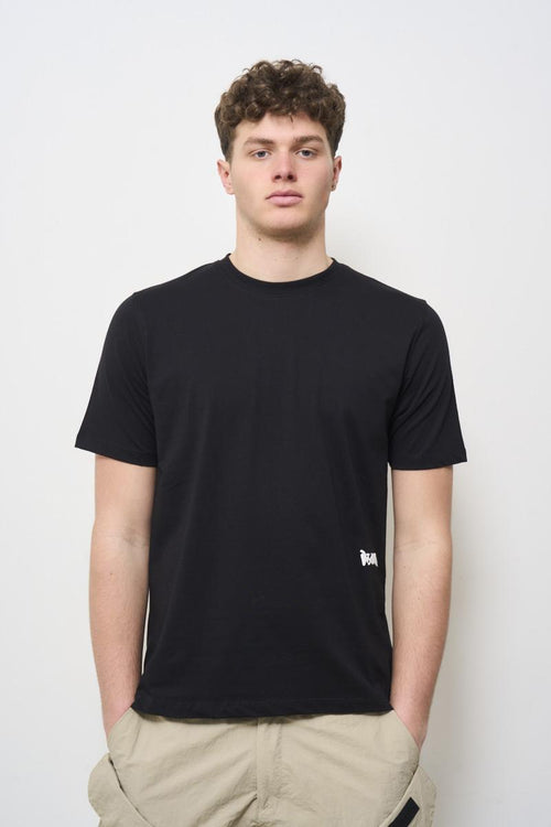 T-shirt uomo girocollo nera con stampa - 2