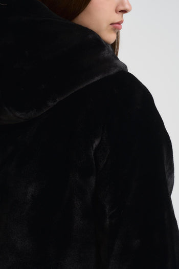 Ecopelliccia donna corta nera - 4