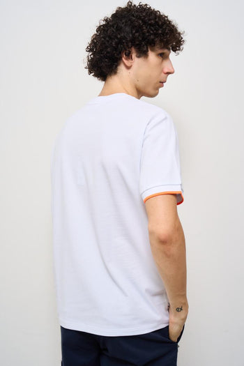 T-shirt uomo girocollo bianca e arancione - 3