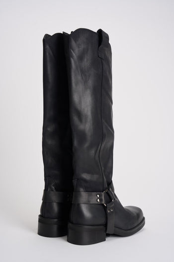 Stivale biker nero in pelle invecchiata - 6