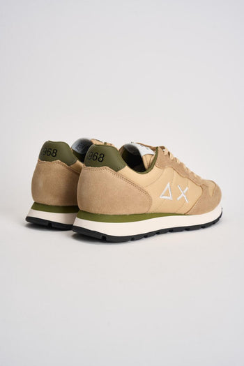 Sneakers uomo in suede cammello e verde - 6