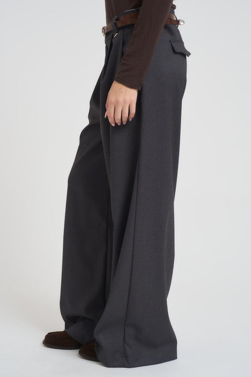 Pantalone donna a palazzo grigio scuro - 2