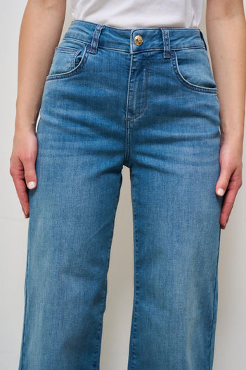 Jeans donna a palazzo in denim medio - 7