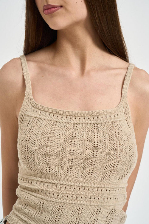 Top donna crochet beige - 2