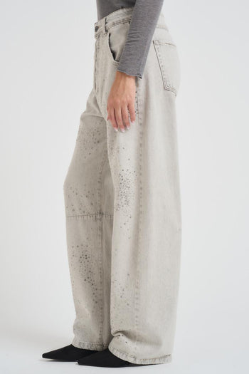 Jeans donna a palazzo in denim grigio chiaro - 3