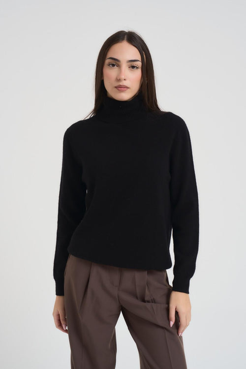 Maglia donna a collo alto nero