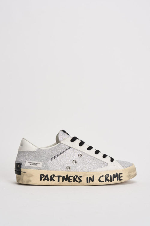 Sneakers donna glitterato argento