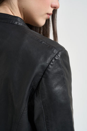 Giubbotto donna nero in pelle - 3