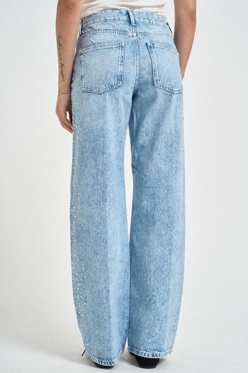 Jeans donna wide leg denim chiaro - 3