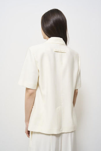 Women's jacket with short sleeves ivory - 5