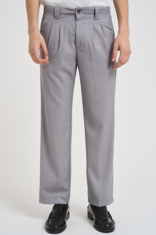 Pantalone uomo con pinces grigio chiaro