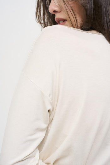 Maglia donna girocollo panna - 5