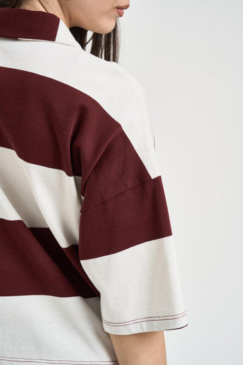 Polo donna a righe marrone - 3