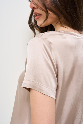 T-shirt donna girocollo tortora - 4