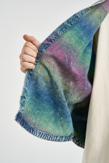 Camicia uomo in denim lavato con stampa all over - 6