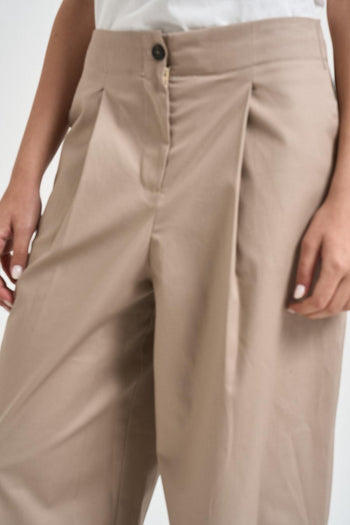 Pantalone donna carrot fit beige - 5
