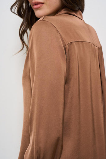 Camicia donna satinata marone - 5