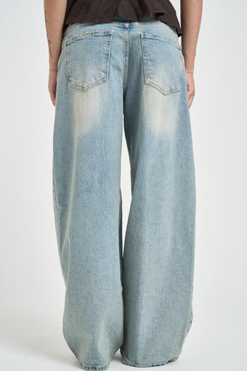 Jeans donna wide leg in denim chiaro - 3