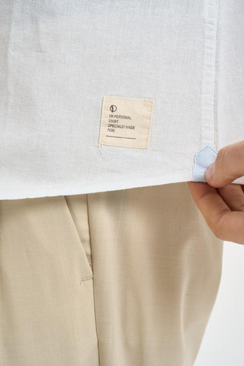 Camicia uomo in misto lino e cotone bianca - 5
