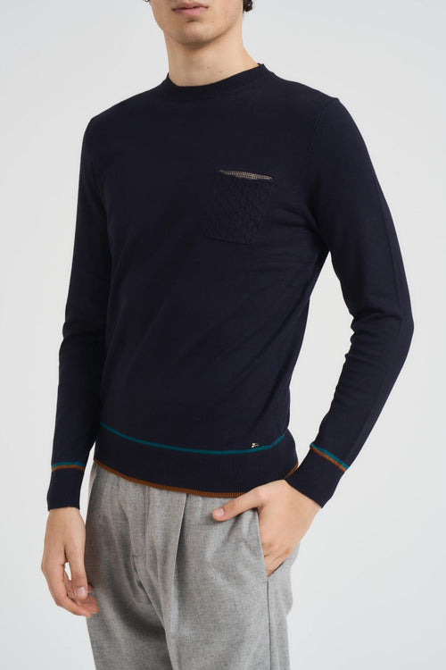 Maglia uomo girocollo blu - 2