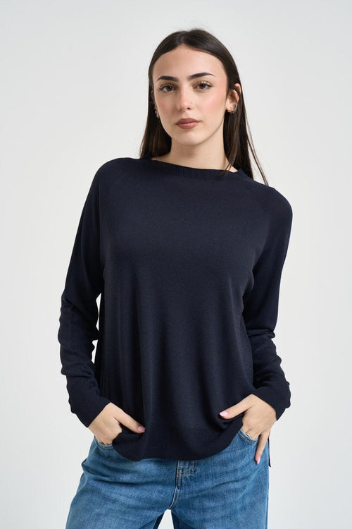 Maglia donna scollo a barca blu