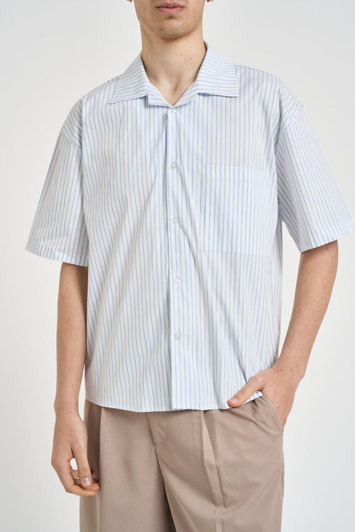 Camicia uomo a righe bianco e celeste