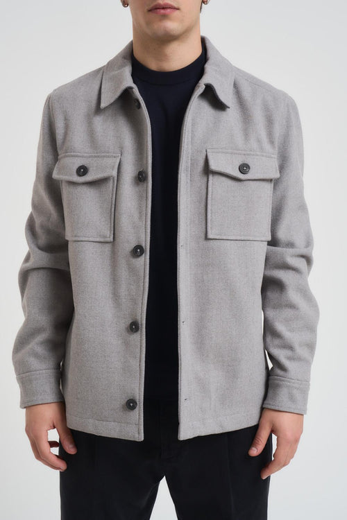 Giubbotto a camicia uomo grigio chiaro