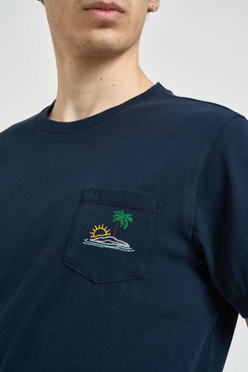 T-shirt uomo girocollo blu - 2