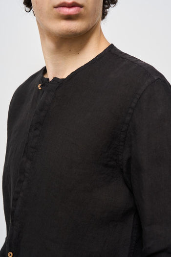 Camicia uomo in lino nera - 3