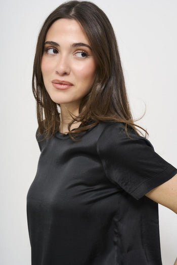 T-shirt donna satinata nera - 3