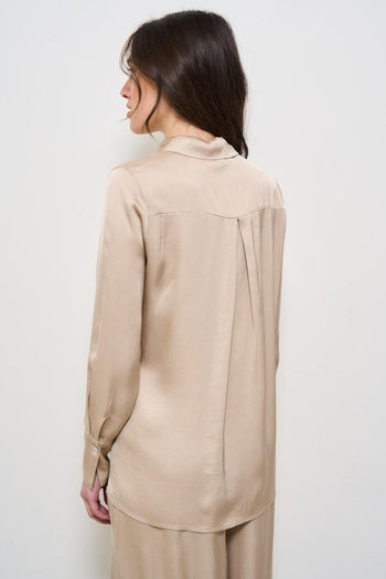 Camicia donna satinata beige - 6